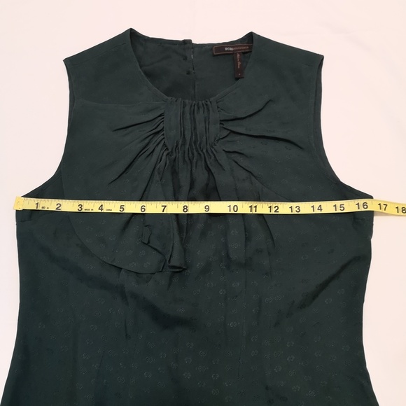 BCBGMAXAZRIA 100% Silk Deep Green Bow Sleeveless Blouse Top Size S - Picture 9 of 10